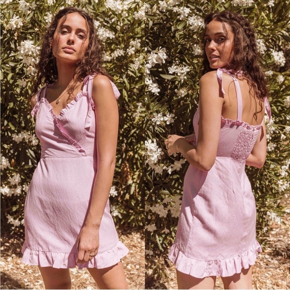 Lost + Wander Guava Pink Ruffle Mini Dress Size Medium